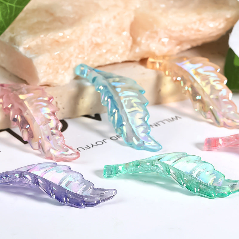 Wholesale 370pcs/pack Aurora Clear Color Feather Acrylic Beads
